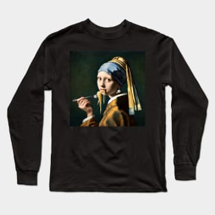 Pasta Pearl Tee - Spaghetti Day Special with Girl with a Pearl Earring Twist Long Sleeve T-Shirt